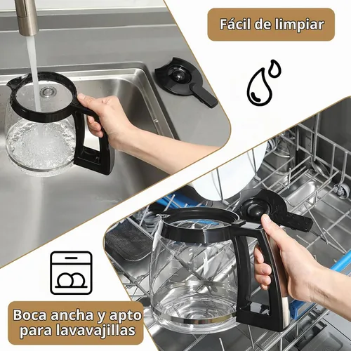 Vista 6 de Reemplazo de jarra de café de vidrio para 12 tazas compatible con Cuisinart