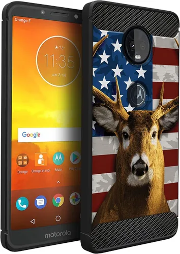 Vista 7 de CasesonDeck Bear - Funda compatible con Motorola Moto G7 Power/Moto G7 Supra, serie Hunters, delgada, sin volumen, textura de fibra de carbono