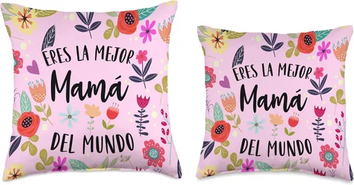 Vista 3 de La Mejor Mama del Mundo in English Regalos Mejor Mama del Mundo in English Almohada Dia de la Madre, 16x16, Multicolor