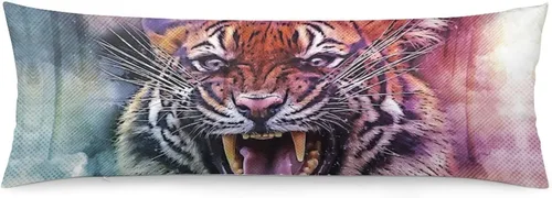 Vista 15 de Funda de almohada corporal, funda de almohada extra grande con cara de animal y gato grande, diseño de animal salvaje, funda de almohada corporal