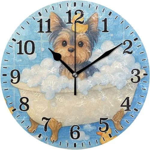 Vista 32 de JUNZAN Reloj de bañera con vino romántico espumoso y velas, reloj de pared silencioso de 10 pulgadas, pequeño reloj redondo, decoración de cocina