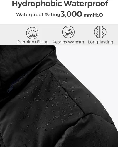 Vista 5 de wantdo Abrigo de invierno acolchado largo para mujer, chaqueta acolchada con capucha de piel sintética
