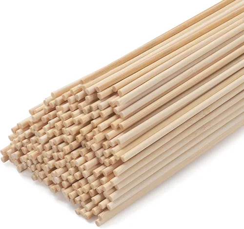 Vista 9 de Clavijas de madera para manualidades, 10 varillas de madera de 1/2 x 12 pulgadas, varillas de bambú redondas naturales para manualidades, tacos