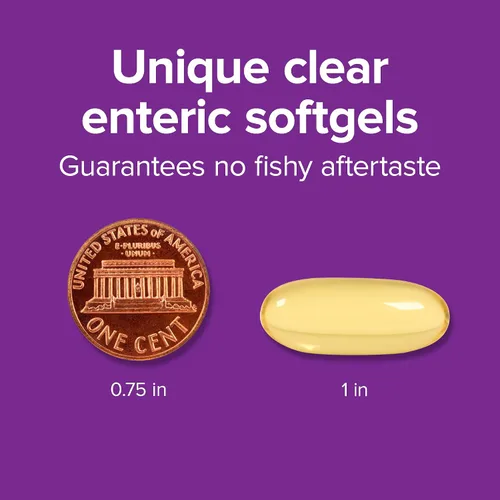 Vista 4 de Webber Naturals Aceite de pescado de 2850 mg, alta potencia, 1,800 mg de omega-3 por porción, 120 cápsulas blandas entéricas transparentes, sin