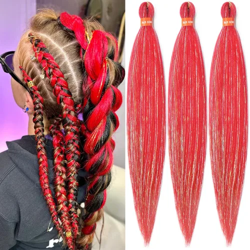 Vista 14 de Cabello trenzado preestirado ombré, extensiones de cabello trenzado sedoso, sin picazón, trenzas de cabello trenzado de ganchillo con textura Yaki