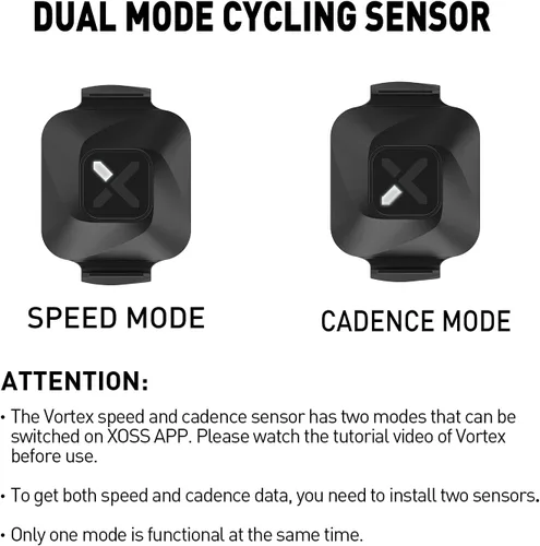 Vista 3 de XOSS Vortex - Sensor de cadencia/velocidad ANT+/Bluetooth 4.0, para exteriores/interiores, inalámbrico, IPX7, modos duales, para bicicleta, sensor