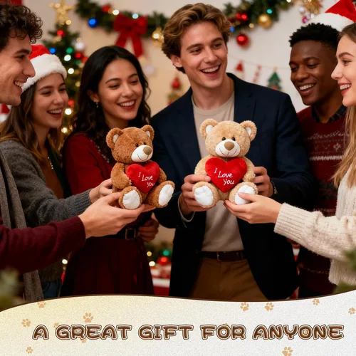 Vista 7 de ¡Te quiero! Oso de peluche de 10 pulgadas con corazón rojo, muñeca de oso de peluche suave, juguetes de peluche, regalos para ella/novia, amante