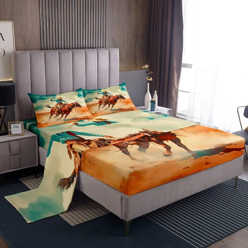 Vista 14 de Erosebridal Western Cowgirl Sheet Set Twin Western Cowboy Bed Sheets for Kids Boys Girls Horseshoe Boots Southwestern Flat Fitted Sheet Wild West