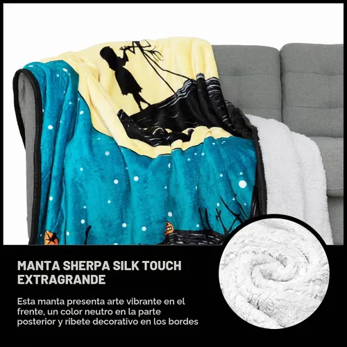 Vista 6 de Northwest Nightmare Before Christmas - Manta Sherpa de seda al tacto, 60 x 80 pulgadas, noche estrellada