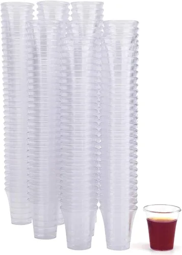Vista 2 de Sailing International Trading Vasos de comunión de plástico transparente de 0.5 onzas, vasos de comunión desechables duros que se adaptan a bandejas