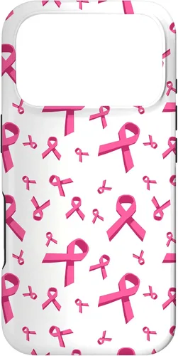 Vista 30 de Funda de soporte para iPhone 17 de mujeres de concientización sobre el cáncer de mama con patrón de cinta rosa