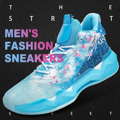 Vista 2 de Promenie Zapatos de baloncesto de caña alta para hombre, inspirados en graffiti, calzado deportivo con soporte superior, diseño antideslizante