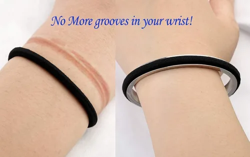 Vista 4 de Zuo Bao Stainless Steel Bracelet Grooved Cuff Bangle for Women Girls