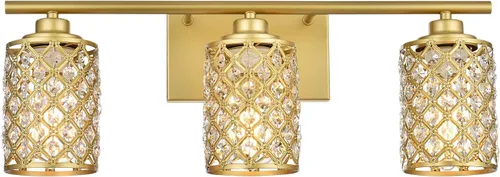 Vista 7 de 3 Luces de Iluminación de Oro para Baño, Luz Moderna de Tocador de Granja, Accesorio de Iluminación de Tocador de Cristal para Cuarto de Polvo