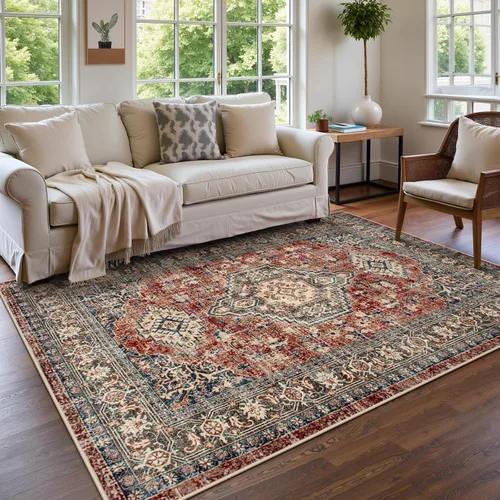 Vista 16 de Lahome Alfombra oriental lavable de área pequeña, 2 x 3 pies, para entrada, cocina, ultra fina, suave, tapete antideslizante para puerta de Azul
