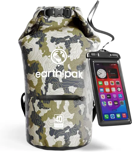 Vista 46 de Earth Pak Bolsa seca impermeable con bolsillo con cremallera, mochila impermeable para mantener el equipo seco