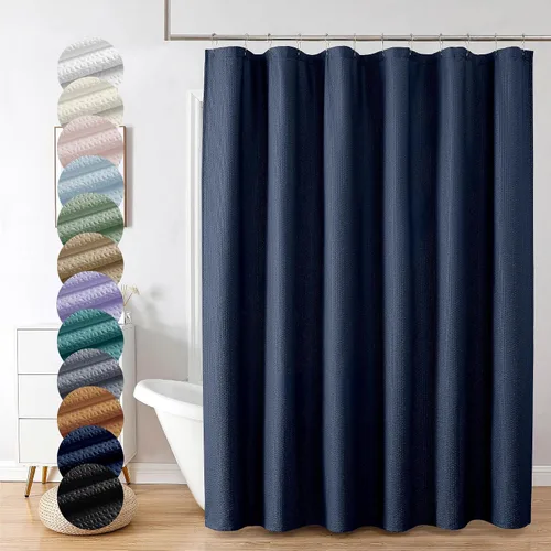 Vista 69 de OVZME Cortina de ducha de tela Berry Stall de 36 x 72 pulgadas, suave y gofre, pequeña cortina de ducha negra para baño con textura para un