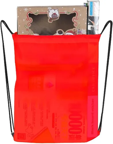 Vista 7 de Bolsas de cordón a granel, Poliéster Draw String Bag, Gym Sports Cinch Bag Mochila con cordón, Rojo