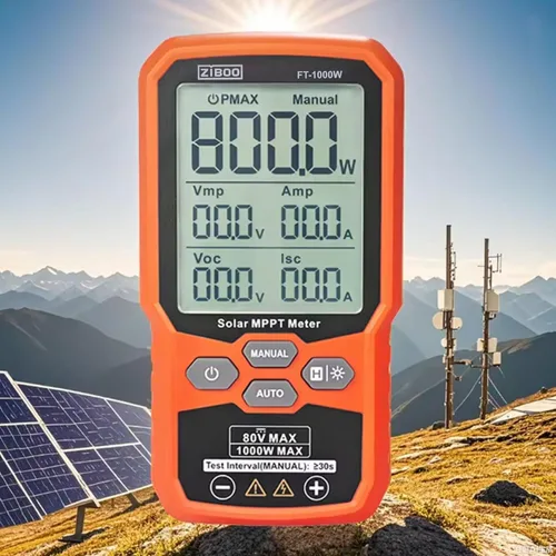 Vista 5 de ZIBOO Probador de panel solar FT-1000W Medidor MPPT - 1000W de potencia máxima, 80V/35A Probador de módulo fotovoltaico para Voc/Isc, voltaje