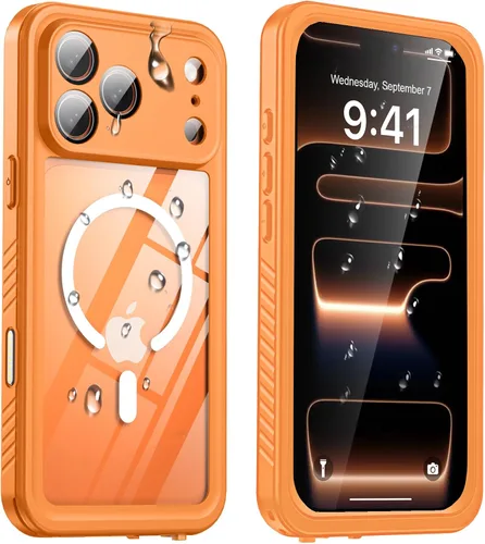 Vista 37 de ANTSHARE Funda impermeable IP68 para iPhone 16, negro/transparente Lente incorporada/protector de pantalla, protección militar contra caídas, funda
