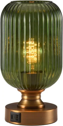Vista 16 de Lámpara de mesa de cristal de mediados de siglo,Lámpara de escritorio regulable,Bombilla LED incluida,Cambio de color RGB remoto,Vidrio acanalado