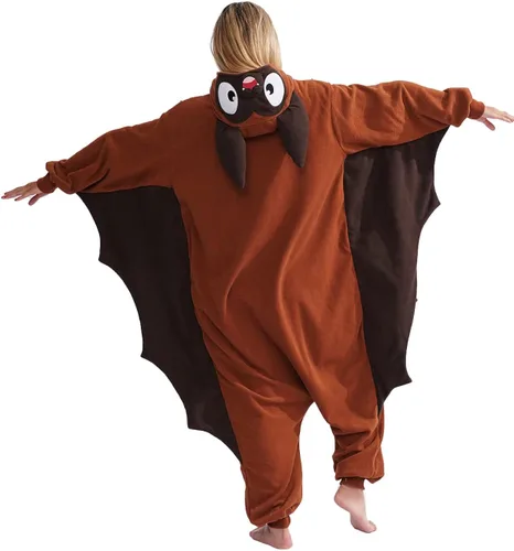 Vista 5 de vavalad Adult Bat Onesie Pajamas Animal Cosplay Costume Halloween One-Piece Jumpsuit for women men