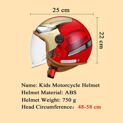 Vista 6 de Casco de motocicleta eléctrico retro para niños y jóvenes 3/4 medio, lindo casco de media cara abierto para niños, aprobado por DOT, casco