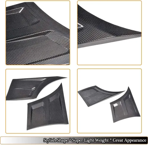 Vista 4 de Ventilación de guardabarros delantero compatible con Ford Mustang GT Coupé Convertible 2015-2019 personalizado de fibra de carbono real CF lateral