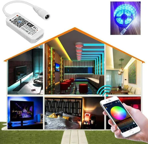 Vista 3 de Paquete de 3 controladores LED WiFi inteligentes, tira de luces LED RGB con control inalámbrico, compatible con Alexa y Google Home e IFTTT, control