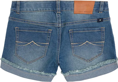Vista 2 de Lucky Brand Pantalones cortos de mezclilla elásticos con puños de 5 bolsillos para niña