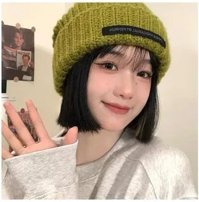 Vista 3 de Y2k Gorro de invierno para mujer, gorro de punto grueso, cálido, grueso, estético, para clima frío
