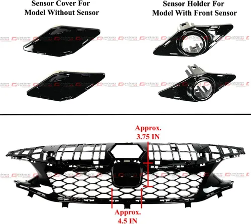 Vista 3 de Type-R Style - Rejilla frontal de repuesto de malla negra brillante compatible con Honda Civic Si y Hatchback 2022 2023
