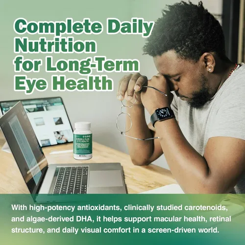 Vista 7 de AREDS 2 Plus Suplemento de vitamina para los ojos, suplementos de luteína y zeaxantina con DHA para personas mayores macular, apoya la claridad