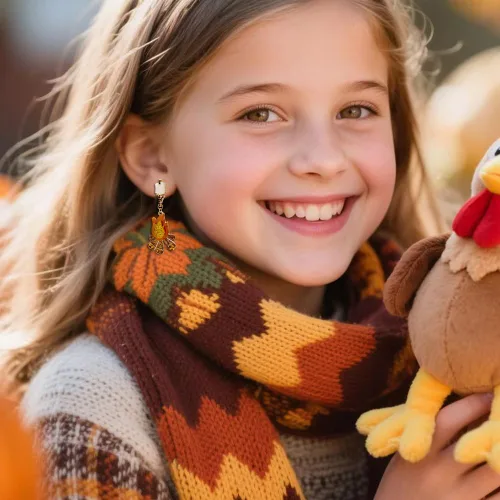 Vista 2 de Madison Tyler Thanksgiving Earrings for Women Cute Fall Pumpkin Jewelry Hoguera-Small