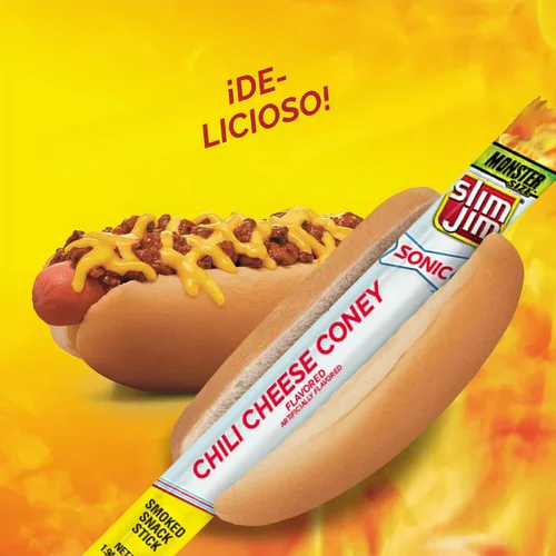 Vista 5 de Slim Jim Monster Jerky - Palitos de carne con sabor a queso sónico de chile