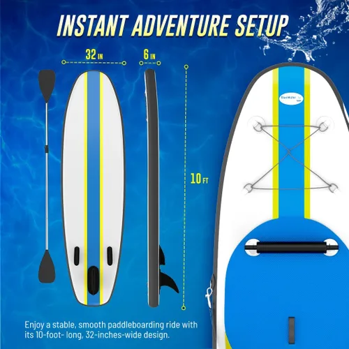 Vista 5 de Blue Water Toys Kit de tabla de remo inflable Crossover de pie o kayak: bomba, mochila, correa de bobina, paletas, asiento desmontable, límite