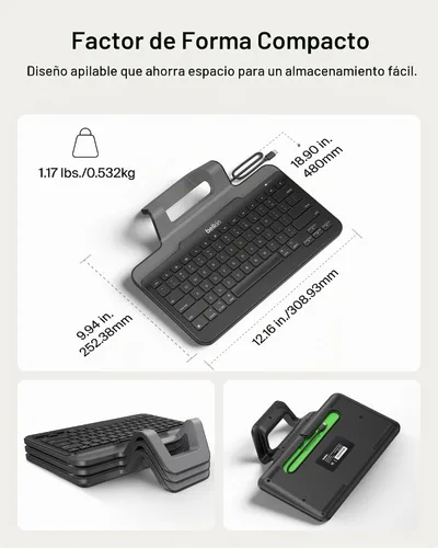 Vista 7 de Belkin B2B130 Teclado con cable para tableta con soporte y conector Lightning para iPad