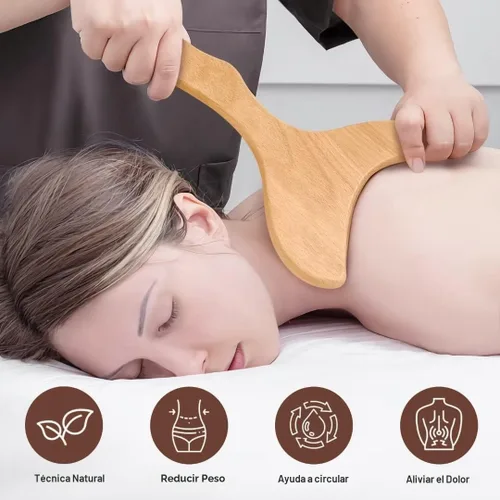 Vista 5 de JUANWAN Juego de herramientas de masaje de terapia de madera 10 en 1 Gua Sha Masajeador de madera para moldeo corporal Juego de herramientas