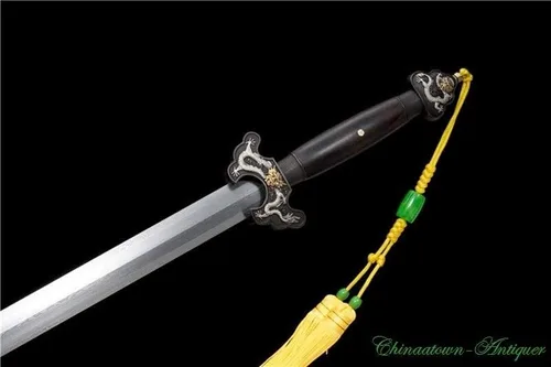 Vista 7 de Espada GLW GongQing Espada Patrón de Acero Octaédrico Hoja Jian Full Tang Battle Ready #4680