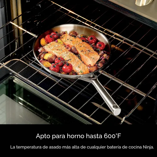 Vista 5 de Ninja EverClad - Sartén de acero inoxidable de grado comercial de 26 cm, sartén tricapa, apta para horno hasta 600°F, compatible con todas