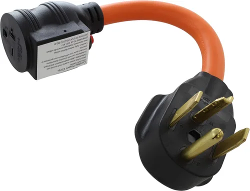 Vista 19 de AC WORKS Adaptador de salida de pared para secadora de 30 amperios y 4 clavijas (para enchufe de secadora de 30 A de 3 clavijas)
