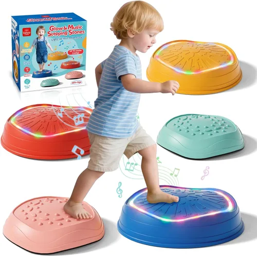 Vista 8 de Lehoo Castle Stepping Stones for Kids, Non-Slip Toddler Stepping Stones, Indoor & Outdoor Sensory Toys for Toddlers 1-3, Balance Board Obstacle