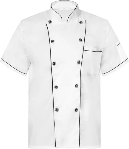 Vista 3 de YOOJOO Abrigo de chef unisex para hombre, chaqueta de chef de manga larga para restaurante, cocina, uniforme de chef