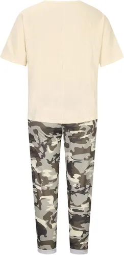 Vista 5 de Conjuntos de dos piezas para mujer, holgados, holgados, de manga 34, camisas de gran tamaño y pantalones capri de camuflaje, conjuntos de chándales