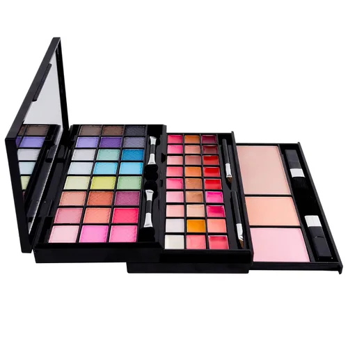 Vista 8 de Shany Classy & Sassy All-in-One Kit con Espejo, Aplicadores de Maquillaje, 24 sombras, 18 brillos labiales, 2 rubores y 1 base