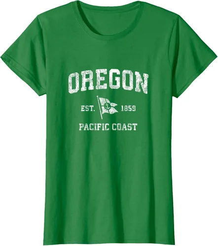 Vista 46 de Oregon Vintage barco ancla bandera diseño de West Coast Retro Tee, hombre S, Arándano