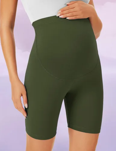 Vista 6 de BONVIGOR Pantalones cortos de maternidad sobre el vientre, para entrenamiento, yoga, atlético, embarazo, pantalones cortos de descanso