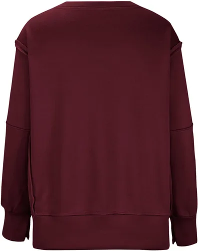 Vista 5 de Sczwkhg Sudaderas de gran tamaño con cuello redondo para mujer, otoño, moda, manga abombada, color sólido, ajuste holgado, ropa de invierno Y2K