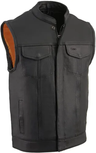 Vista 15 de Milwaukee Leather Men's Club Style Motorcycle Vest -Premium Leather, Dual Closure, CCW Pockets, Patch-Ready Back