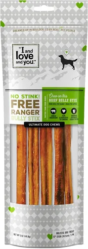 Vista 10 de I AND LOVE AND YOU Free Ranger Bully Stix Trenzados - Carne de Res - Alternativa al cuero crudo, un solo ingrediente, carne de res de pastoreo libre